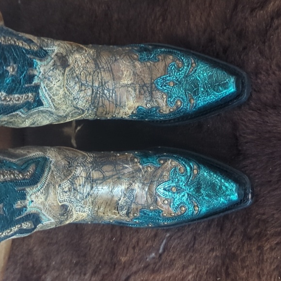 CORRAL R1232 distressed brown & turquoise studded Thunderbird cowgirl boots 6.5 - Picture 12 of 16